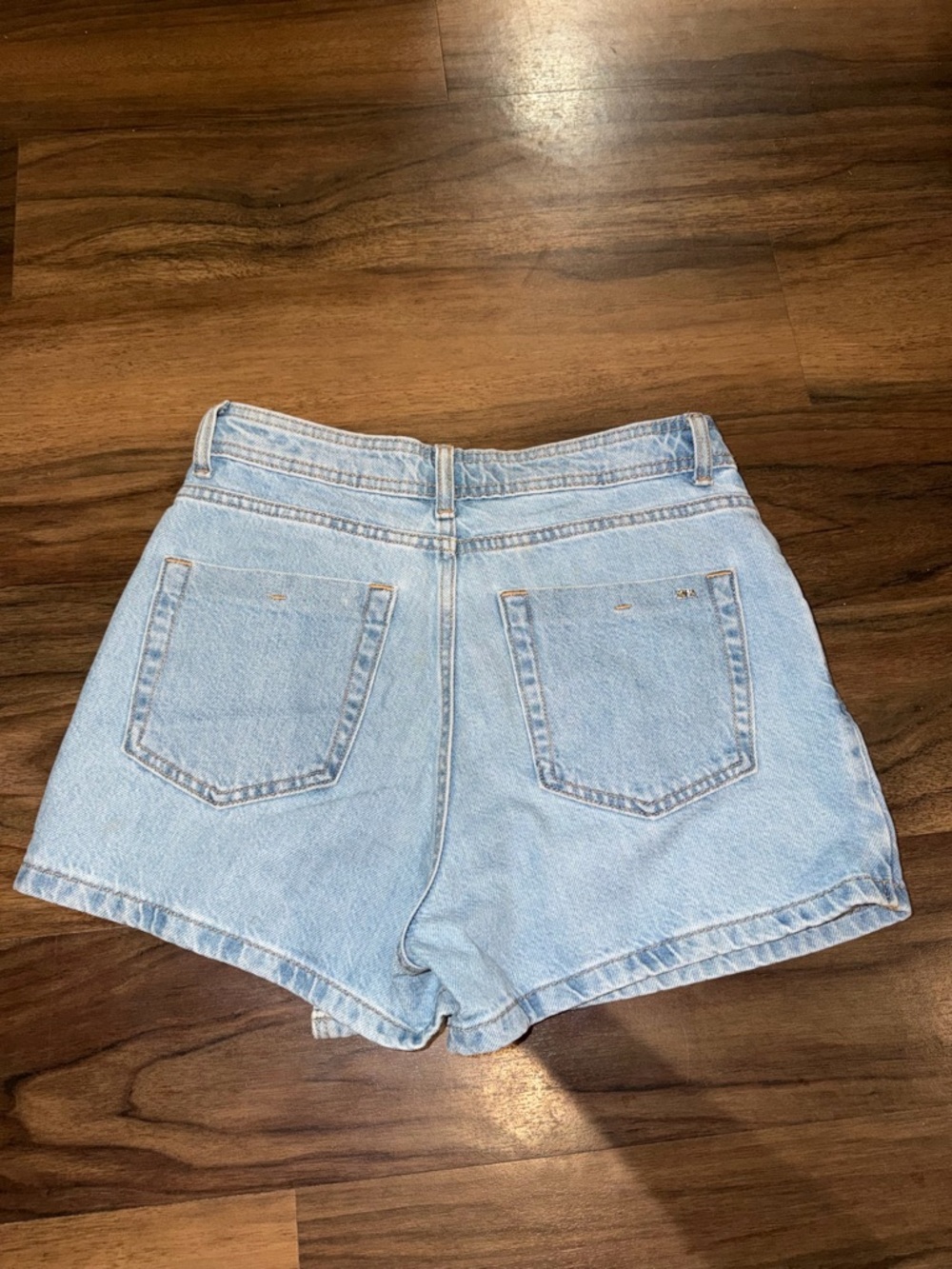 Light Wash Denim High-Waist Button Front Shorts - Picture 2 of 3